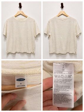 Old Navy Cream/Pale Yellow Heathered Short Sleeve Tee Size Small